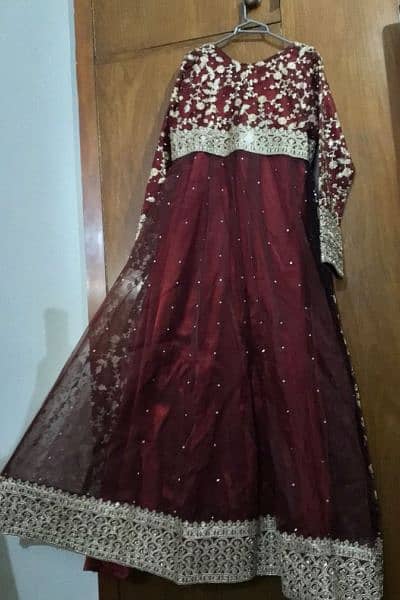 Haseens maxi in maroon colour with dupatta 3