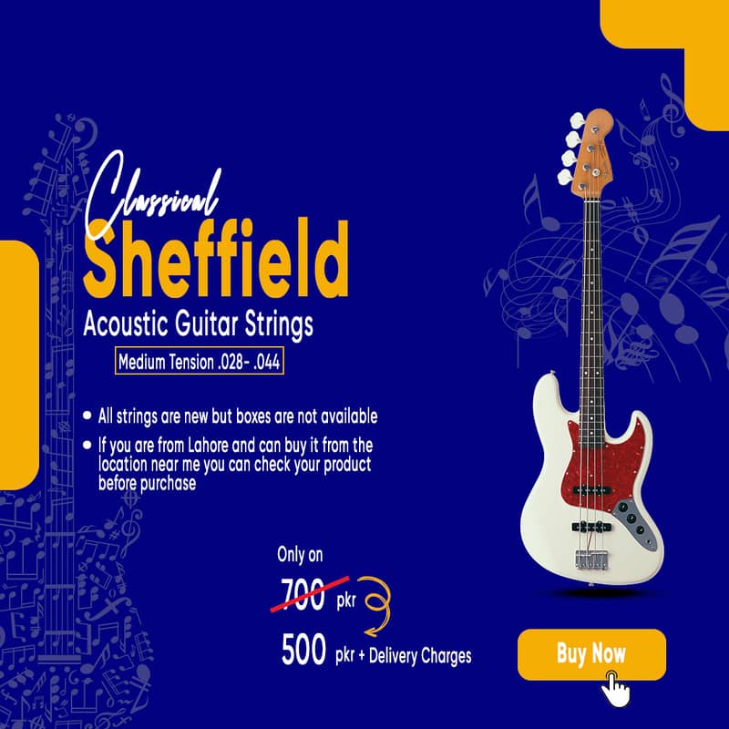 Classical Sheffield Acoustic Guitar Strings (Single pack=1000 pkr) 0