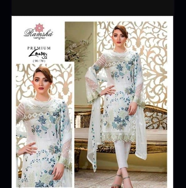 3pcs embroidered unstitched suit for women's 18