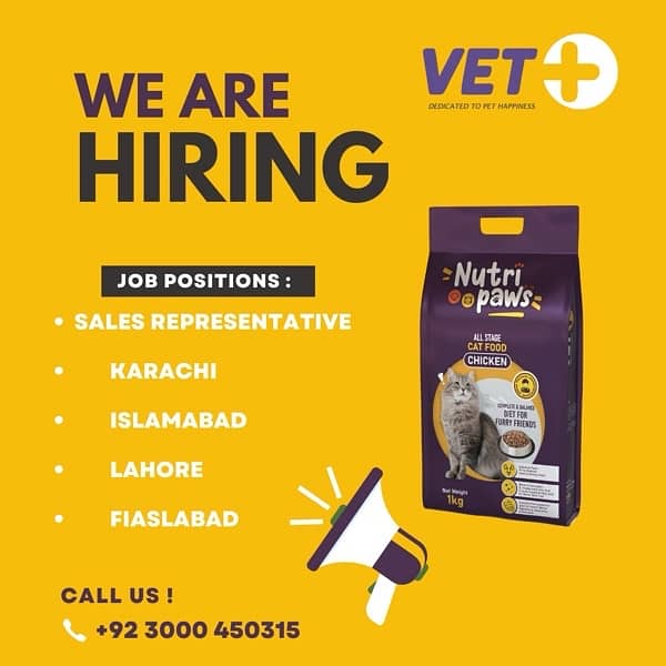 sale representatives required for pet food 0