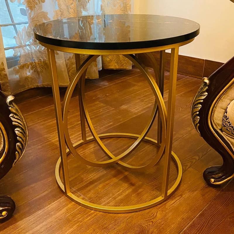 Coffee Table Side Table Wooden Top Iron Frame 8