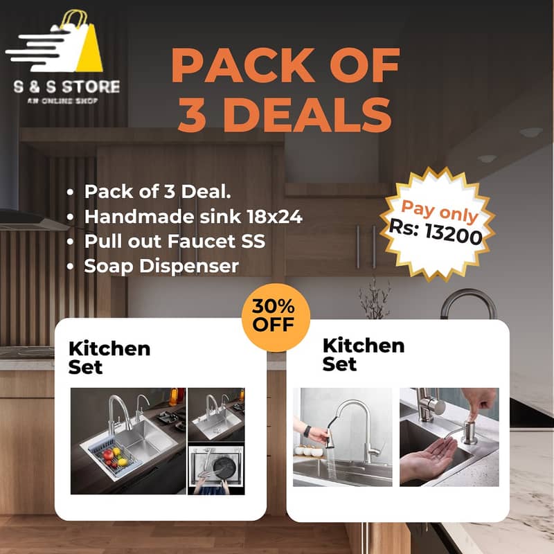 Pack of 3 Deal.  Handmade Sink 18x24, Faucet & Soap Dispesner 0