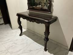 WOOD CONSOLE TABLE WITH MIRROR FOR SALE!