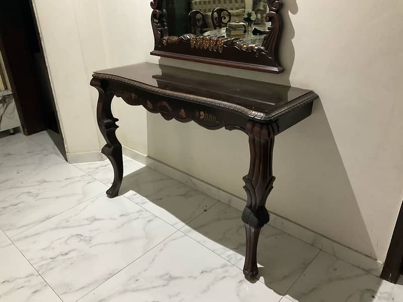 WOOD CONSOLE TABLE WITH MIRROR FOR SALE! 0
