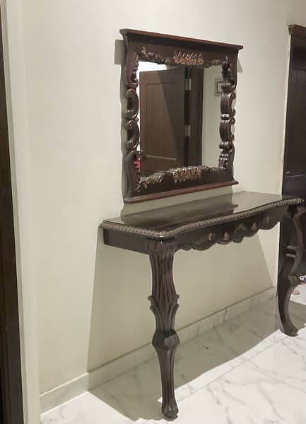 WOOD CONSOLE TABLE WITH MIRROR FOR SALE! 1