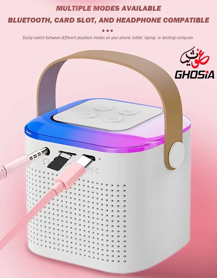 Karaoke Machine Portable Bluetooth Speaker System with Wireless Mic 6