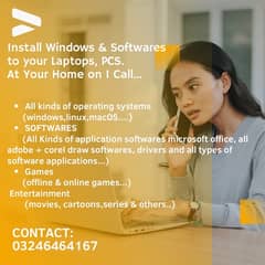 Install Windows & Softwares to your Laptops, PCS. At Your Home