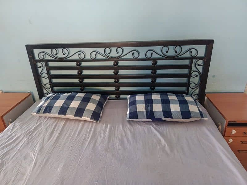 king size iron bed with mattress 0