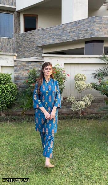 women's stitched linen printed shirt and trouser 4