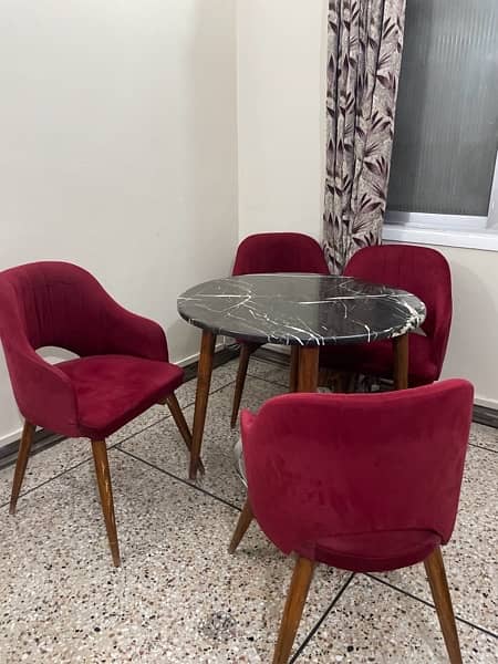 stylish dining table marble red and black 1