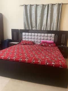 Selling double bed with side table and mattress