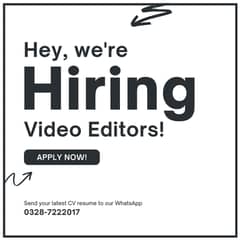 Video Editor Required, 06 Months to 2 Year Experience, Full-Time