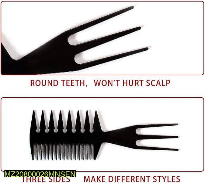 3 in 1 Professional Teasing Comb Dye Comb Pic Hair Wide Teeth Comb 2