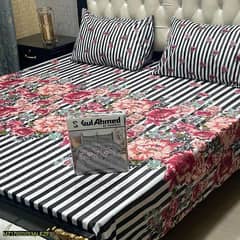 3 piece cotton printed king size double bedsheet.