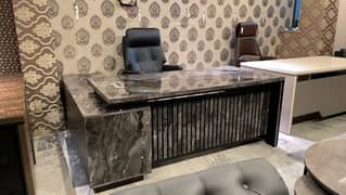 Executive Office Tables chairs sofa set premium quality leather polish