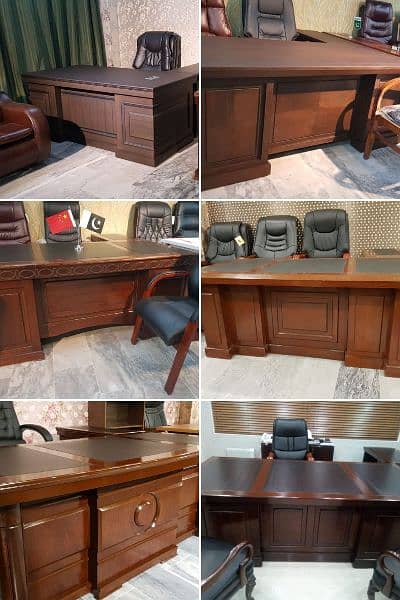 Executive Office Tables chairs sofa set premium quality leather polish 1