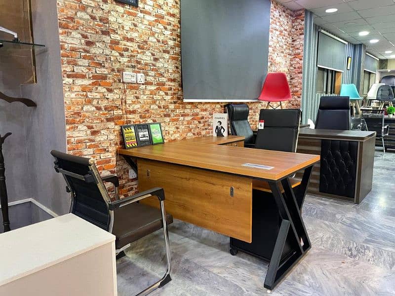 Executive Office Tables chairs sofa set premium quality leather polish 4
