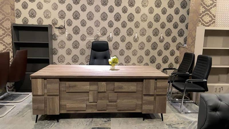 Executive Office Tables chairs sofa set premium quality leather polish 6