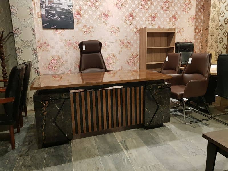 Executive Office Tables chairs sofa set premium quality leather polish 14