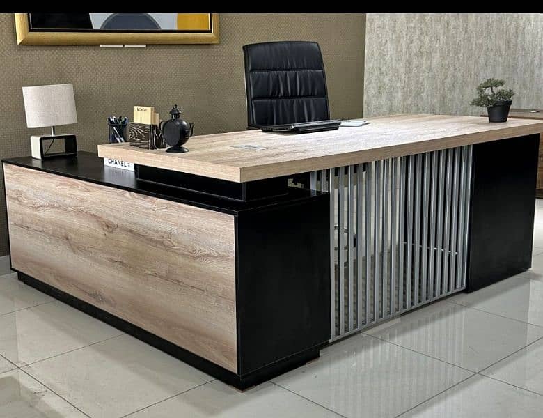 Executive Office Tables chairs sofa set premium quality leather polish 19
