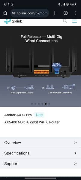 TP-Link Archer AX72 AX5400 Dual-Band Gigabit Wi-Fi 6 Router 5