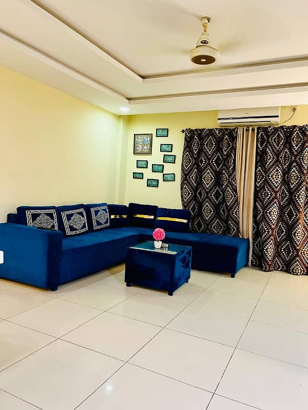 Per day flat one bed fully furnished available bahria heights 1 15