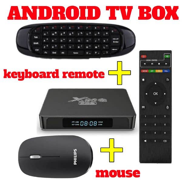 X96Q PRO ANDROID TV BOX WITH MOUSE AND KEYBOARD,AIR REMOTE 0