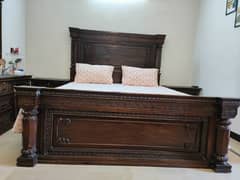 King Sized wooden bed with Dressing for sale