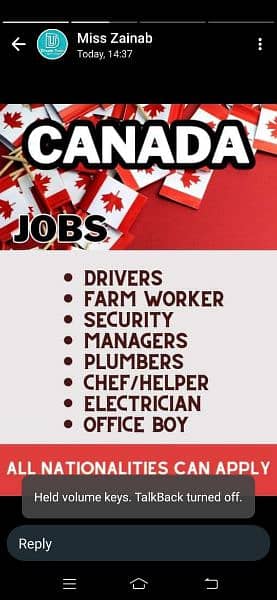 Canada Work Visa Service Available. 1