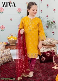 3 pes girls lawn embroidered unstitched suit multi color