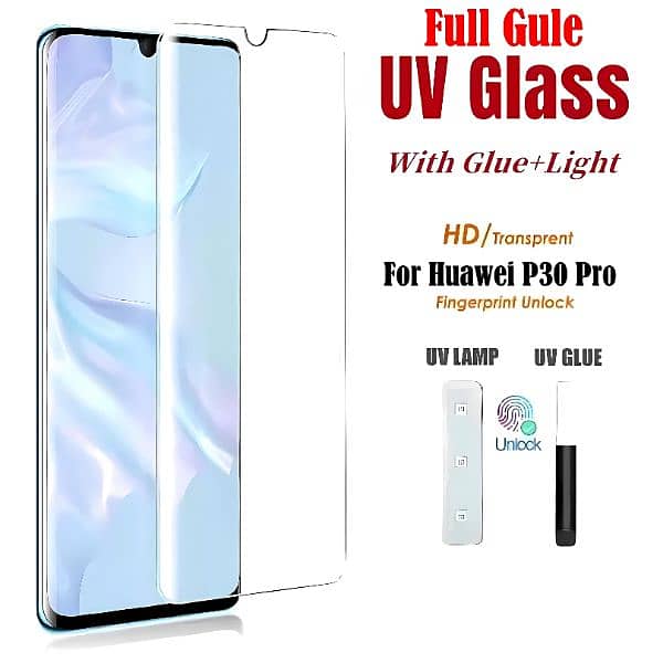 Huawei p40 pro || Huawei p30 pro Uv Tempered Glass Protector 2
