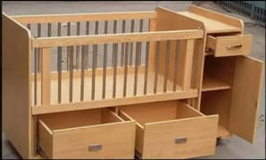 White Baby cot with storage and wardrobe for baby kids