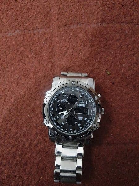 Silver dual display Watch for men 1