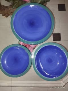 deep blue and sea green 12 piece plate set