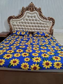 bed set with two side tables and dewaan for sale