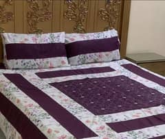 3 PCs Cotton Sotton Patch Work Double Bed Sheet 0