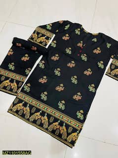 2pcs women's stitched linen block printed suit