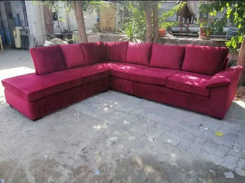 sofa L shape size 8x6 feet 7 years warranty all colors available 3