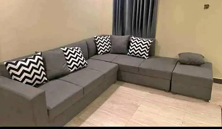 sofa L shape size 8x6 feet 7 years warranty all colors available 11