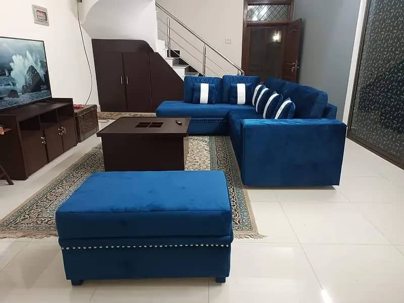 sofa L shape size 8x6 feet 7 years warranty all colors available 15