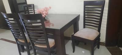 wooden 4 chairs dining set