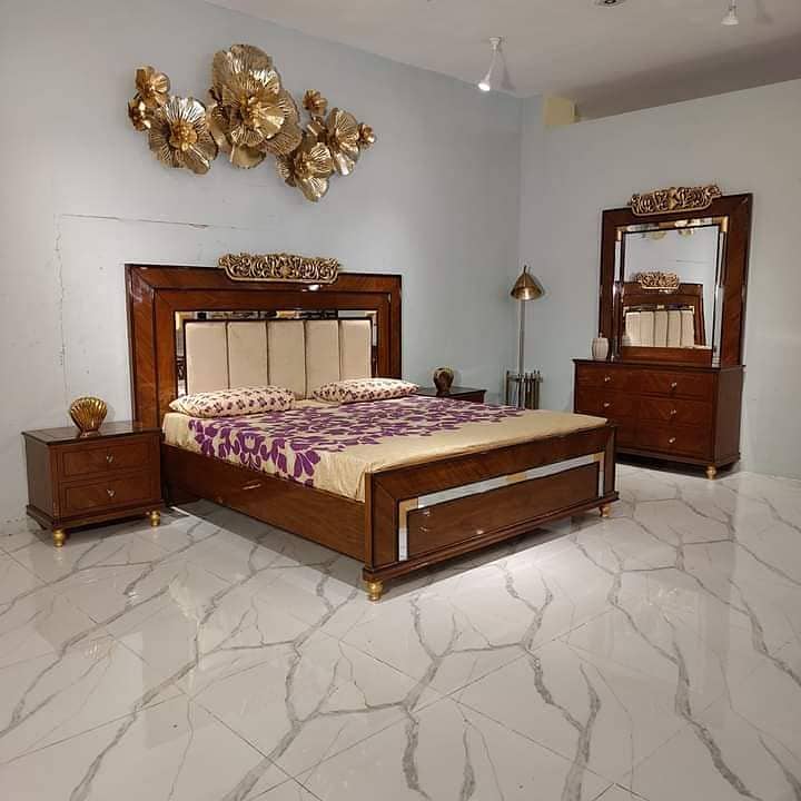 wooden bed set | side tables | wardrobe |L shape sofa | dining table 1