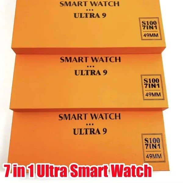 smart watch ultra 9 with 7 in 1 straps with box pack 2