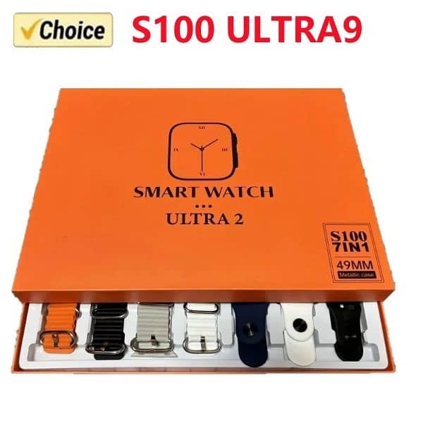 smart watch ultra 9 with 7 in 1 straps with box pack 5