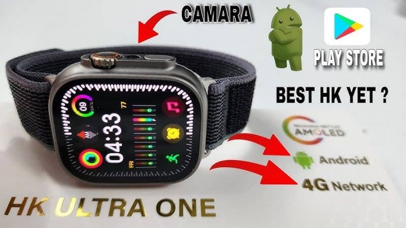 4G Network Smartwatch With Camera Super Amoled Android All Apps Work. 9