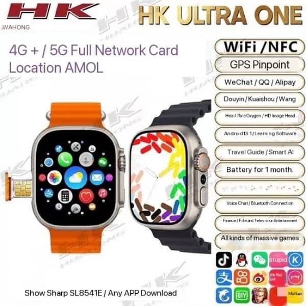 4G Network Smartwatch With Camera Super Amoled Android All Apps Work. 10