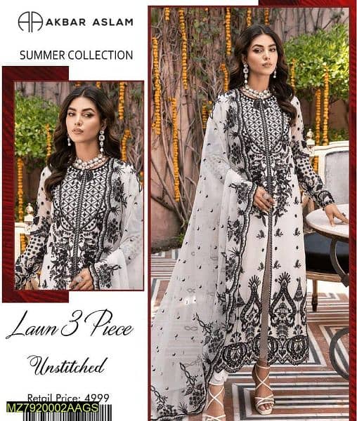 3pcs lawn Embroidered suit 0