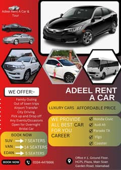 Rent a car/Tourism/Tour/Car Rental/Honda/Civic/Audi/Coaster/GLI/Alto 0