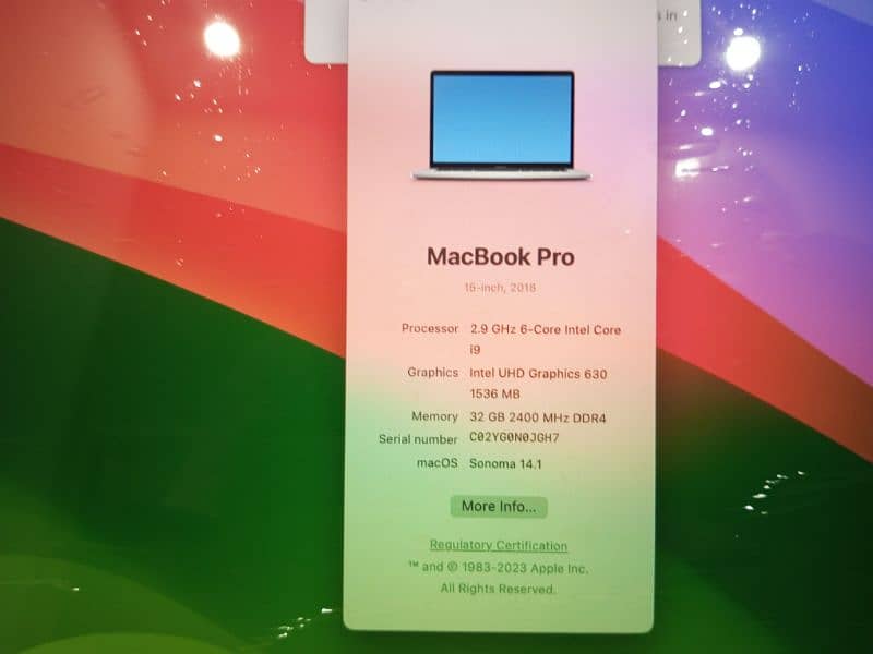MacBook pro 2018 (15 inch) Core i9 32GB Ram 1TB SSD 2