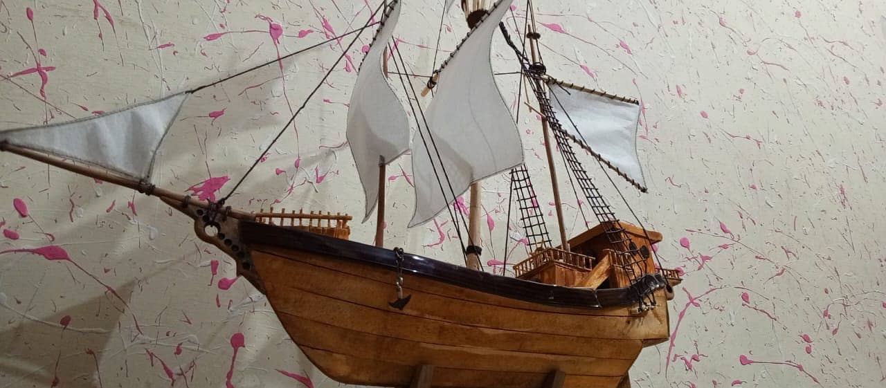 Sailing Ship Model handmade (Length: Approximately 20 inches) 3